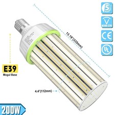 LED Corn Light Bulb 200W 30000lm 5000K Large Area Warehouse Garage Lighting E39