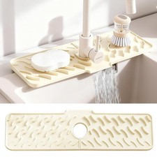 NJYW 24" x 5.9" Silicone Faucet Mat for Kitchen Sink - Quick Drying Stone Splash