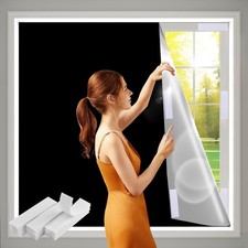 100 Blackout Curtains for Bedroom 57x118 inch,Portable Removable No Drill Bl...
