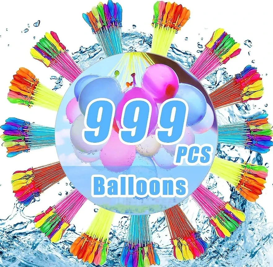 999pcs Instant Fill Water Balloons– Quick-Filling Summer Splash Toy Set for Kids