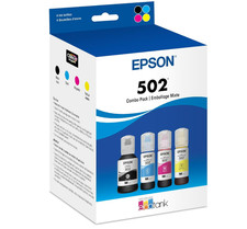 Epson 502 4pk Combo Ink Bottles - Black/Cyan/Magenta/Yellow 04/2029 or Later 