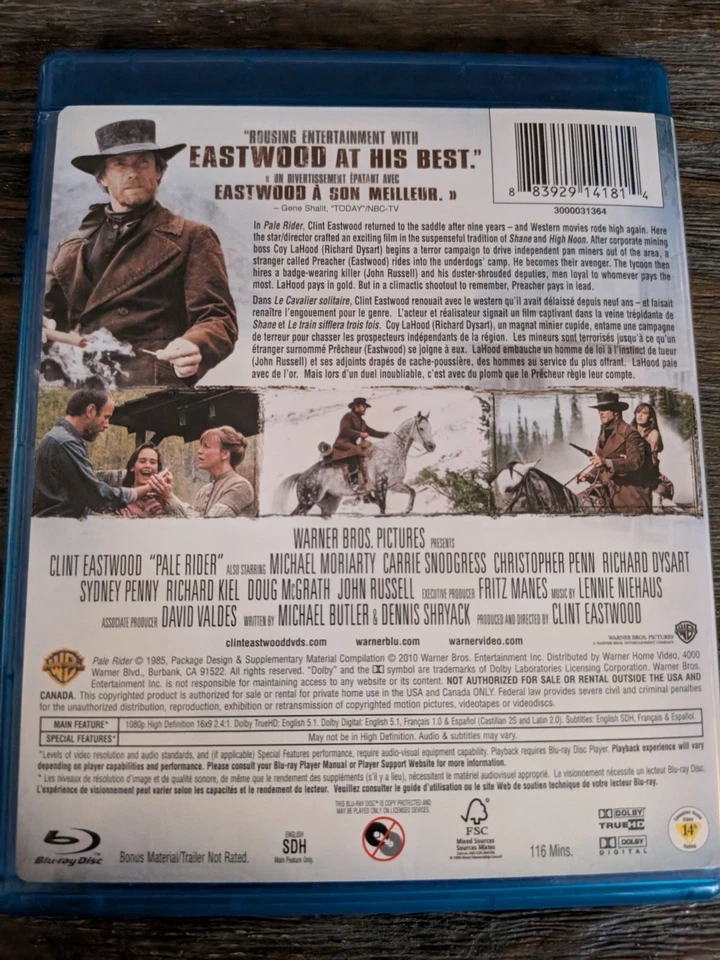 Pale Rider (Blu-ray Disc, 2010, Canadian) - Image 3 of 3