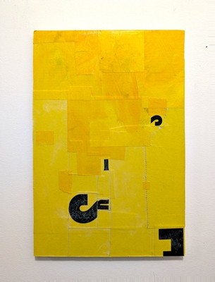 Original Collage Art on Wood Panel. 7.5 x 11.75 inch. 'Taped Syntax'