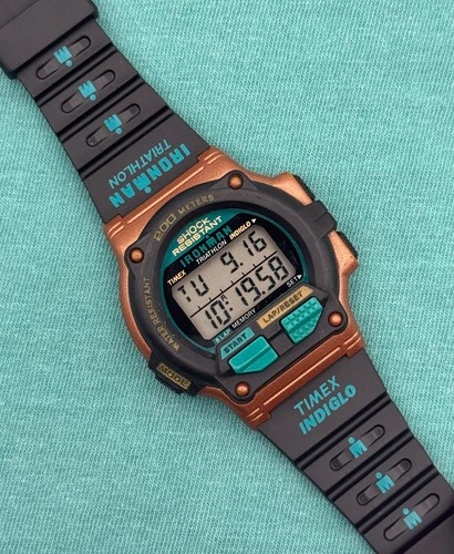 1996 Vintage Timex Ironman Triathlon Watch Shock Resistant 200M - BROWN - READ!