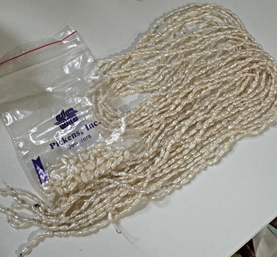 NICE! Twelve 32'' Strings Vintage Rice Pearls + Some extra in a bag!