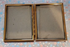 3.25 x 4.5 inch Metal Photo Picture frames DOUBLE Gold-colored. 1950s. Retro!