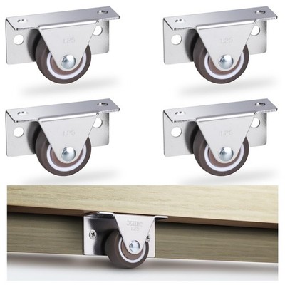 1-1/4 Inch Small Low Profile Casters Wheels Set of 4, Mini Side Mount Casters,