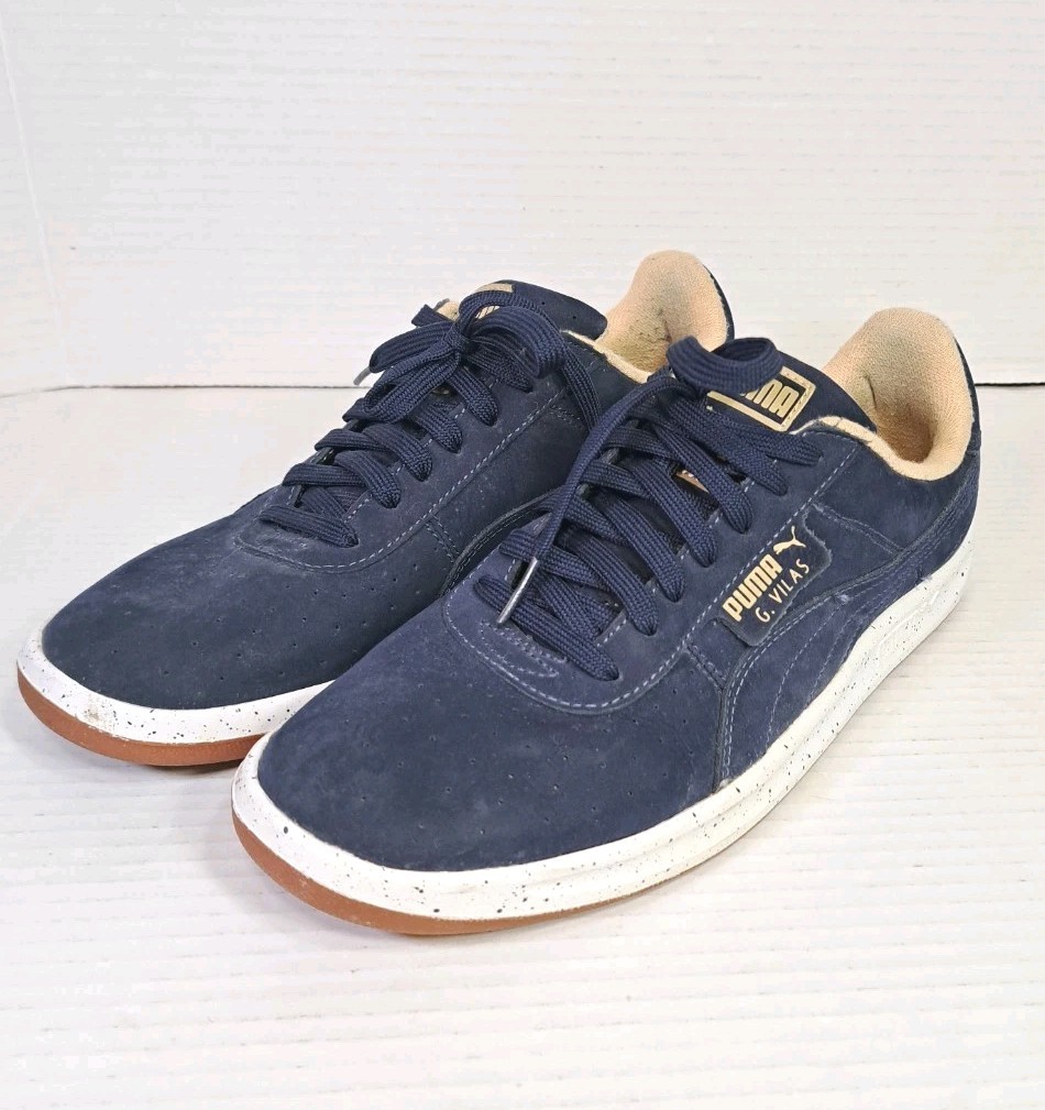 PUMA Vilas Men's Blue Leather Sneakers Lace-Up Shoes Size