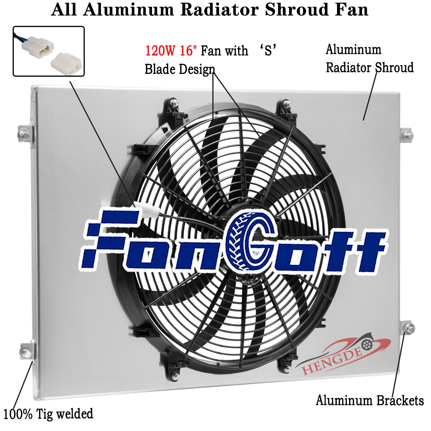 Aluminum Shroud + 16'' Fan Fit 1973-1974 Dodge Coronet Charger Satellite 7.2L V8