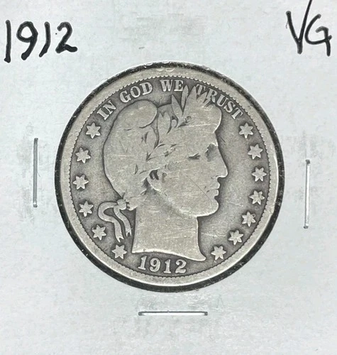 1912 BARBER SILVER HALF DOLLAR  ~ VG ~ NICE COIN ~ 90% SILVER
