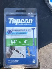 Tapcon 28304 1/4 in. D x 4 in. L Star Flat Head High/Low Concrete Screws