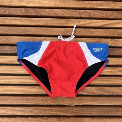 y*5様 Speedo 競泳用水着 赤・白・青 Speedo Men red blue white dual colorblock Brief Swimwear size 32
