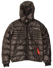 Mens Hooded Padded Jacket UK 50 3XL Black Pol...