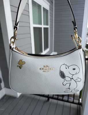 COACH x PEANUTS Snoopy Teri Shoulder Bag Chalk Multi CBJ76 Leather NEW NWT