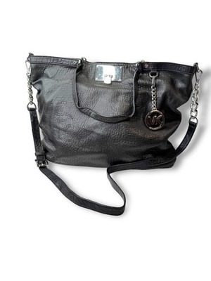 Michael Kors Black Leather Shoulder Tote Handbag