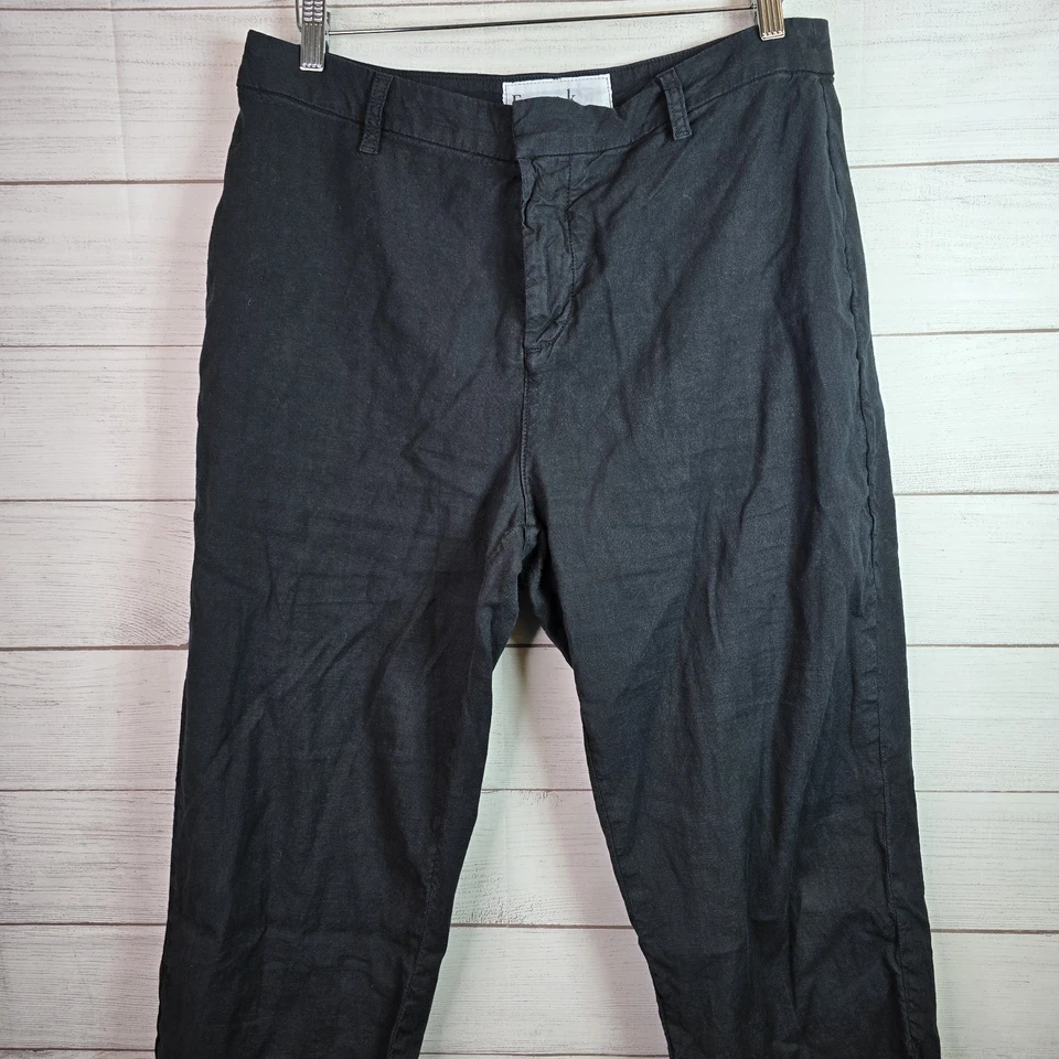 Frank & Eileen Kinsale Italian Performance lino talla 12 negro dobladillo crudo  Foto 2 de 4