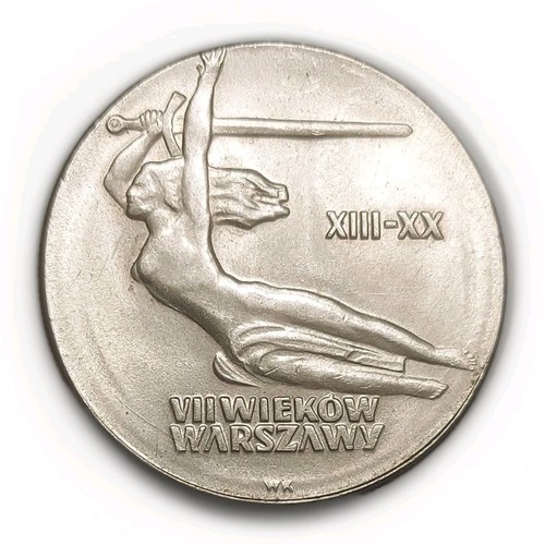 1965 Poland 10 Zlotych Millennium of Warsaw VII Wiekow Warszawy Coin 31mm Y-54