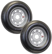 2-Pk Mounted Trailer Tire On Rim ST175/80D13 175/80 LRC 5-4.5 Silver Spoke Wheel