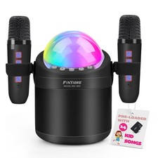 Karaoke Machine for Kids Portable Bluetooth Speaker with 2 Wireless Microphon...