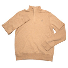  138 Polo Ralph Lauren Camel Beige 1/4 Zip Pullover Sweatshirt Mens Size Small