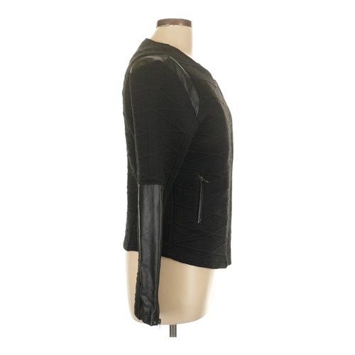 Chaqueta de cuero sintético asimétrica Sanctuary para mujer grande negra ligera acolchada - Imagen 2 de 4