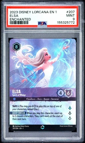 2023 DISNEY LORCANA EN 1-THE FIRST CHAPTER #207 ELSA - SPIRIT OF WINTER PSA 9
