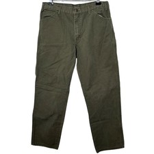 Dickies Relaxed Fit Heavyweight Duck Canvas Carpenter Pants Olive Green Sz 36x32