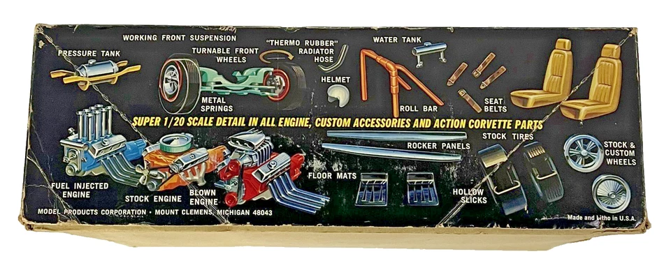 Vintage MPC 1970 1/2  Chevy Corvette 1:20 Scale Plastic Model Car Kit - Image 2 of 4