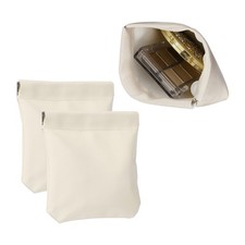 2Pcs Squeeze Coin Purse Pouch Small Leather Change Purse Beige