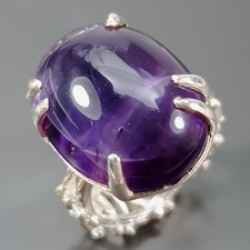 Handmade ring 36 ct Natural Amethyst Ring 925 Sterling Silver Size 8 /R447656