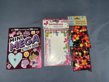 Misc. Kids items, beads, invitations and activity book