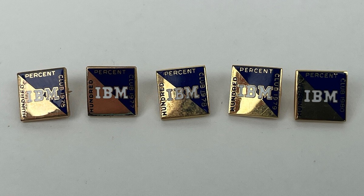 IBM ピンバッジ　金色 IBM 1/10 10k Gold Pin - 100% One Hundred Percent Club 1976 1977