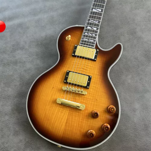 Factory Semi Hollow Flame Maple Top LP Electric Guitar Gold Parts 6 Strings