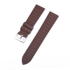20mm BROWN Vulcanized Caoutchouc rubber Strap Straight Edge Quick Release STEEL