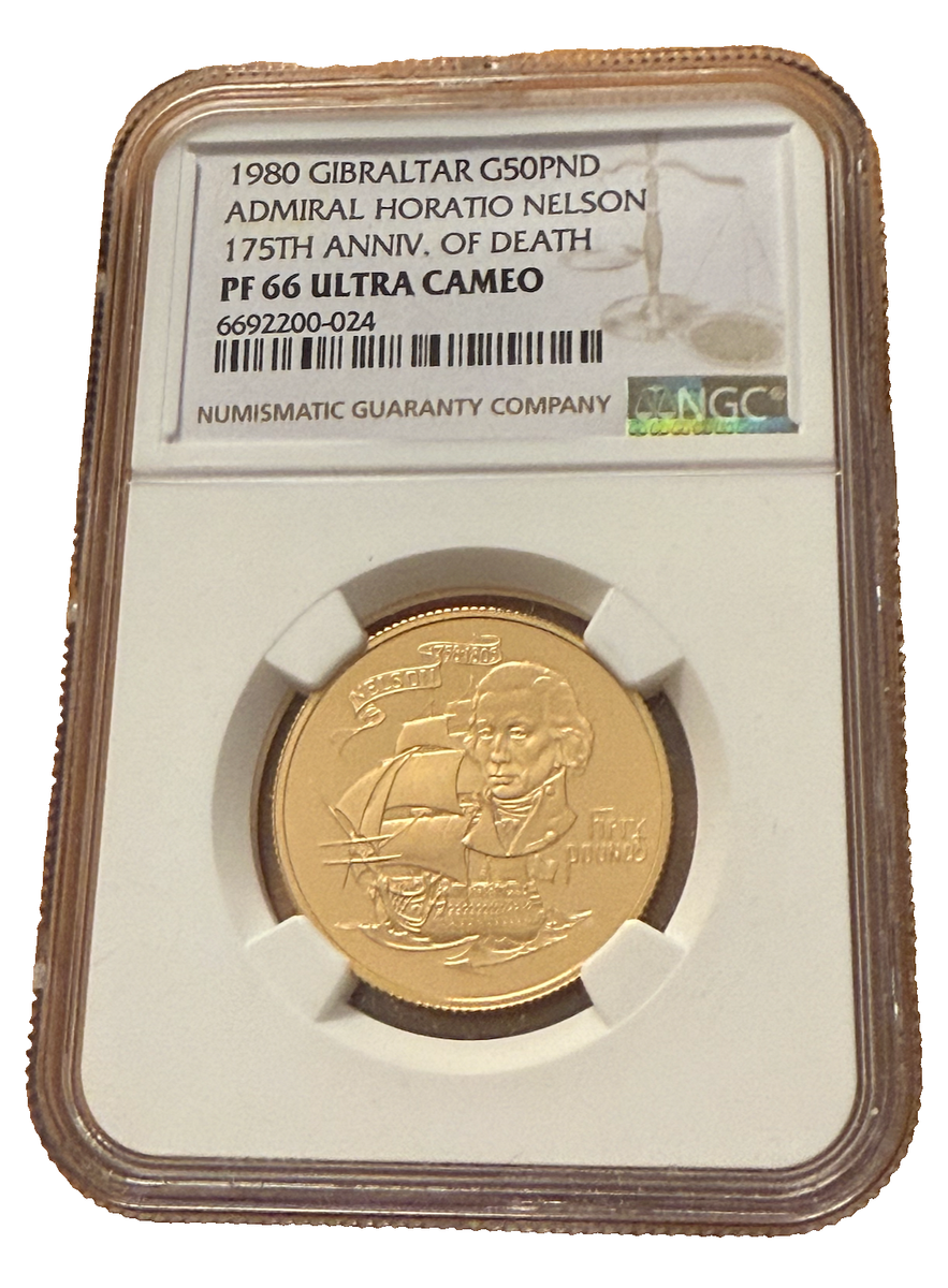 Gibraltar 1980 Gold 50 Pounds NGC PF66UC Admiral Horatio Nelson | eBay