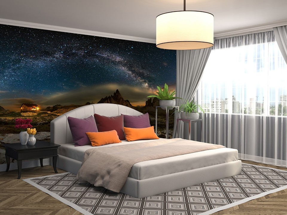Sky Full of Stars Photo Wallpaper 384x260cm Brown Navy Blue Bedroom