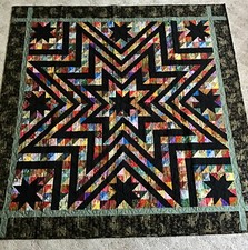 QUILT, STAR IN A STAR PATTERN 64 X 66