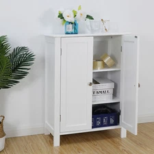 Bathroom Floor Storage Cabinet Bathroom Storage w/2 Doors and Adjustable Shelf