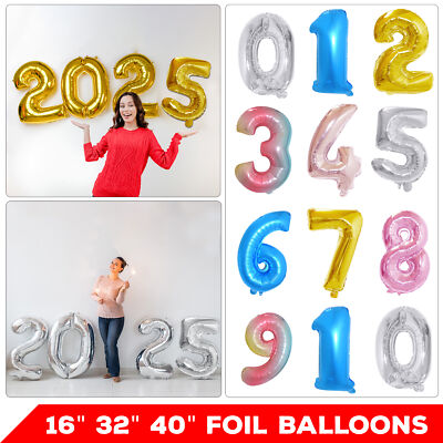 Große Folien Zahlenballons 16''/32''/40'' 0-9 Helium Luft Geburtstag Party Deko UK