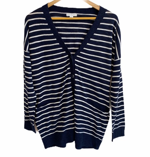 White Stripe Cardigan Sweater Size 