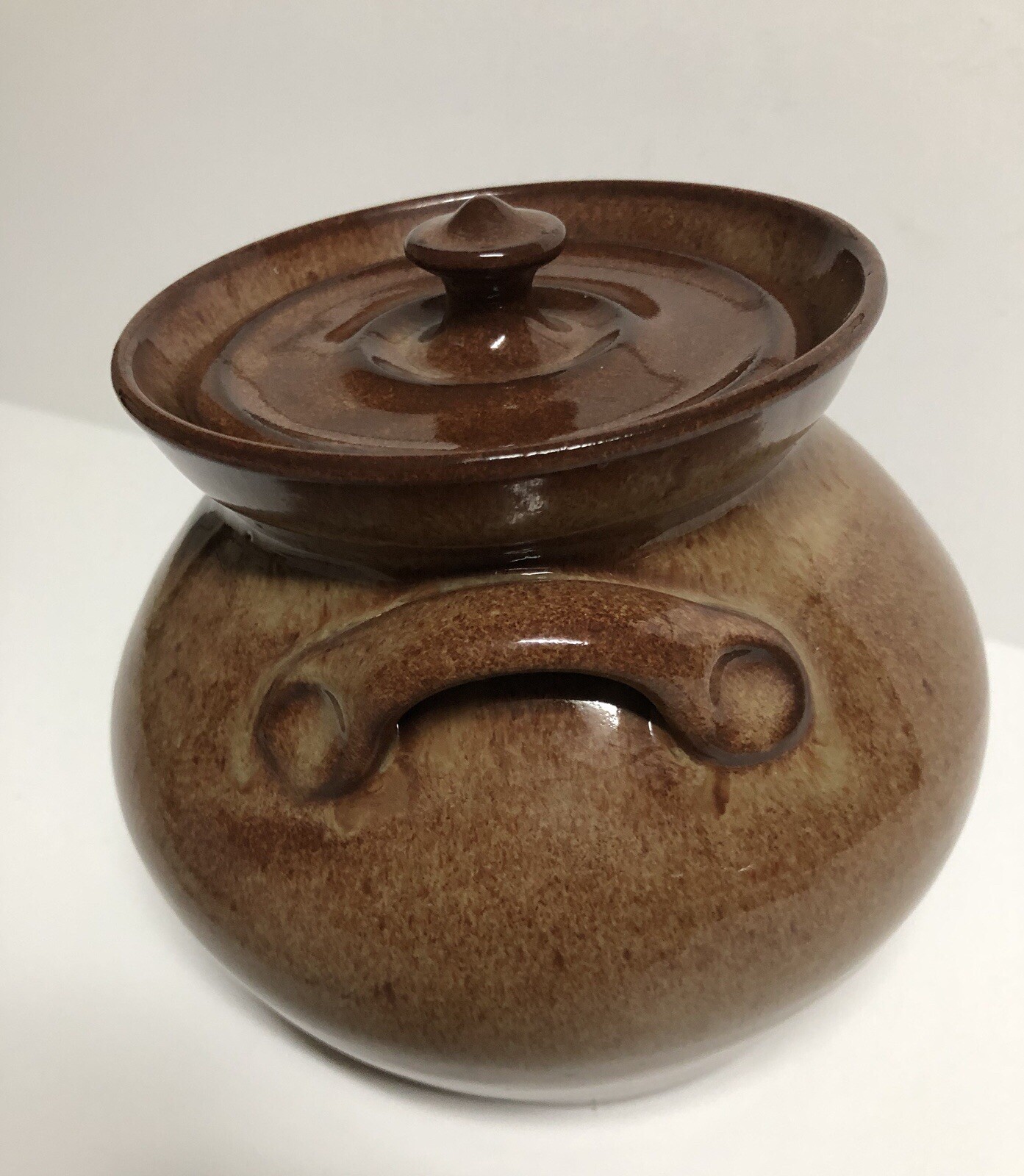 1992 Jugtown Ware Vernon Owens Signed Brown Crock Pot w/Lid 6” x 8” Great