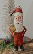 NEW PRIMITIVE SANTA FIGURE VTG LOOK CHRISTMAS Recycled METAL 10.5"Tx4"Wx2.5"D