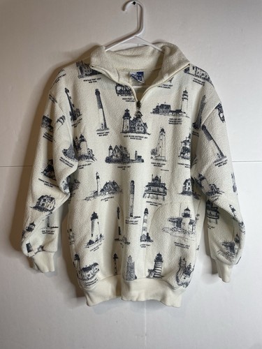 Vintage Lighthouse Cardigan Jacket Women's Size Medium Art Unlimited USA Made