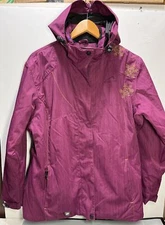 Polar Edge Gold Series Winter Jacket Womens Large Burgundy Gold Snowflakes EUC