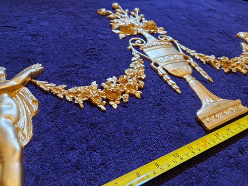DECORATIVE PLASTIC FRENCH STYLE MOULDING CHERUBS FLORAL APPLIQUE GILT WHITE WALL - Picture 5 of 12