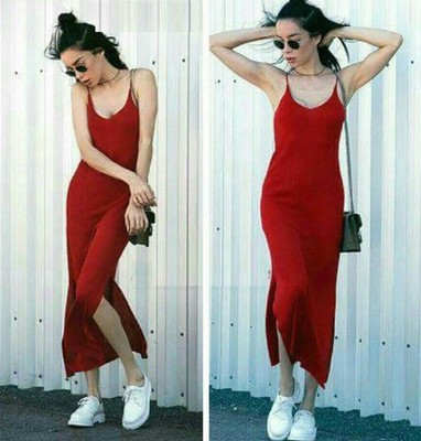 zara red slip dress
