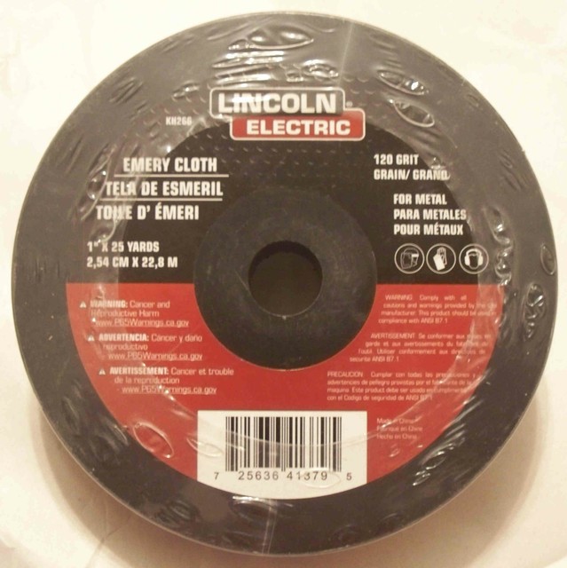 2 Lincoln Electric KH266 Abrasive Roll 1" X 25 Yds Emery Cloth 120 Grit