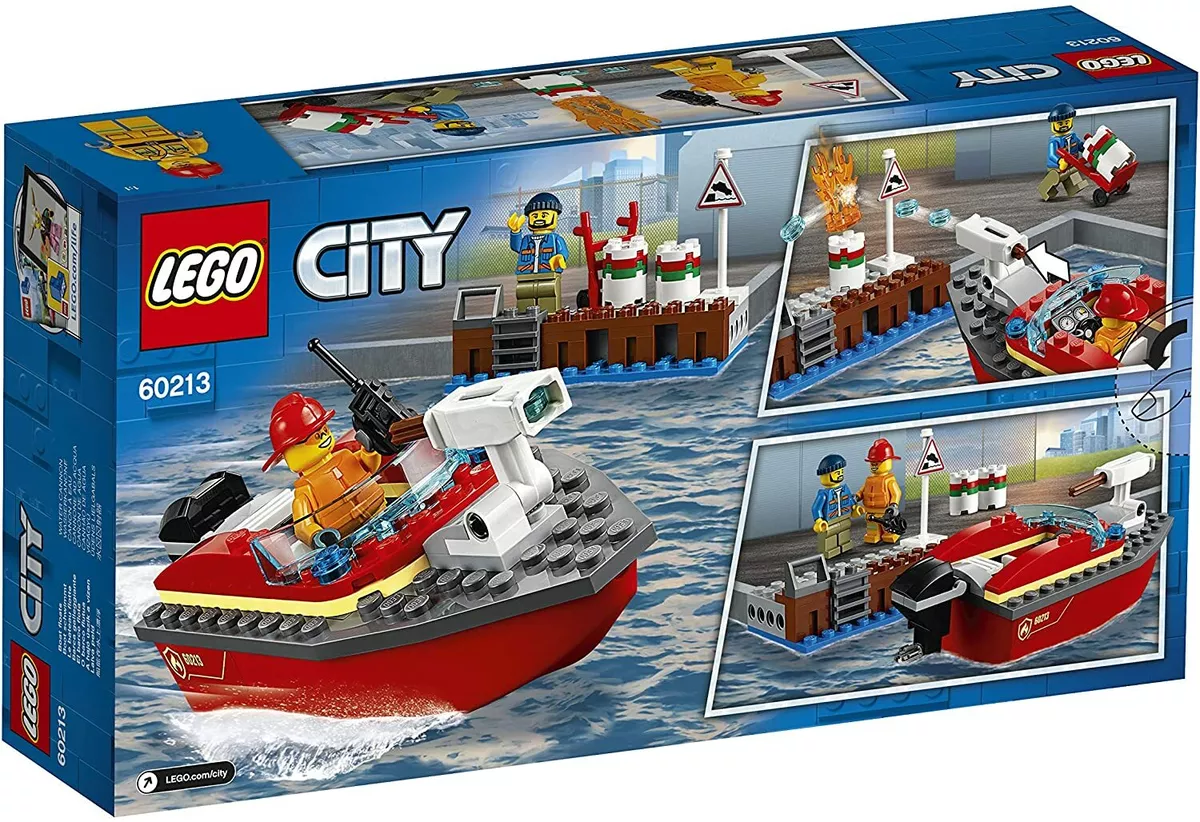 Lego City Town 60213 DOCK SIDE FIRE Boat Fireman Water Cannon NEW SEALED