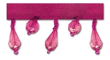 TRIMPLACE  1-1/8 INCH BEADED FRINGE 10 Yards (Fuchsia)
