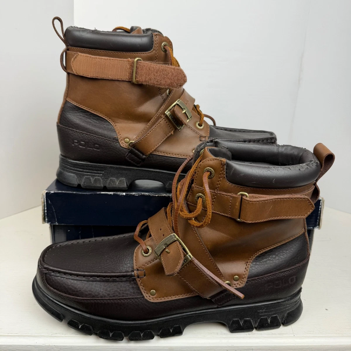 Polo Ralph Lauren Maurice 0862 Men\'s 9D Brown Buckle Straps Leather Combat Boots Polo By Ralph Lauren Men main image 3